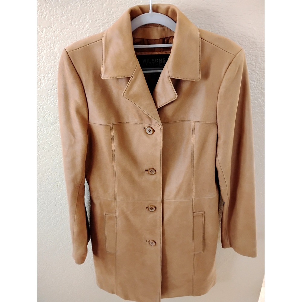 🍁Y2K Wilsons Leather Camel Leather Coat Vintage retro indie sleaze minimalist